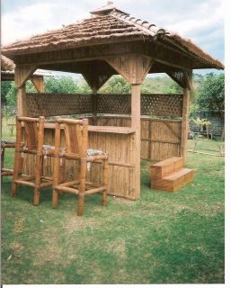 Bamboo Outdoor Spa Enclosure 9ft x 9ft with Cogon Roof Tiki Hut Luau