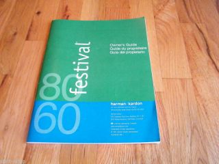 Harman / Kardon ~ Festival 80 / 60 Owners Guide Manual