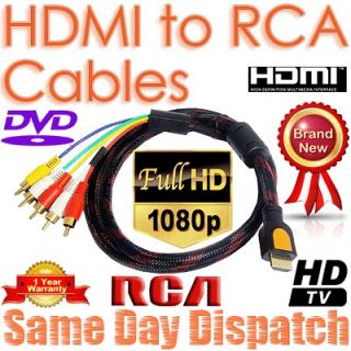 HDMI To 5x RCA Video AV Plasma HD TV Component Converter Cable 1M 1.2M 