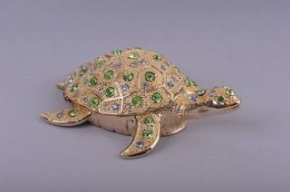   Turtle trinket box by Keren Kopal Swarovski Crystal Jewelry box