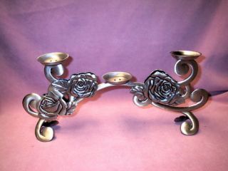 Tier Pewter Fireplace Candelabra Arch Roses/Scrolls