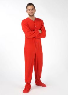 Mens Red Snuggaroo Onesie PJs Footed Pyjamas All In One Fleece Pajamas