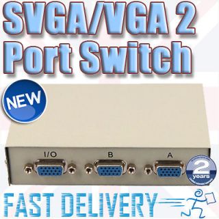 Way Port Dual SVGA VGA Splitter Switch Box Video Monitor LCD Laptops 