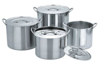   4PC JARHILL 15, 11, 8 and 6 Quart Stainless Steel Stock Pots with Lids