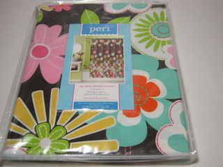 NEW Peri Bouquet Shower Curtain 70 x 72 NIP Flower with Brown 