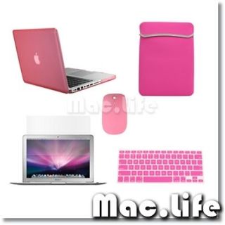 5in1 Rubberized PINK Case for Macbook PRO 13 + Keyboard Cover +LCD 