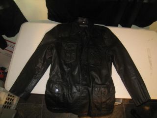 Vintage Size 38 AMF Harley Davidson Black Cowhide Leather Dress Jacket 
