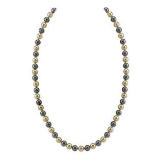Single Strand 6 mm Black Color Round Majorca Pearl 22 inch Necklace