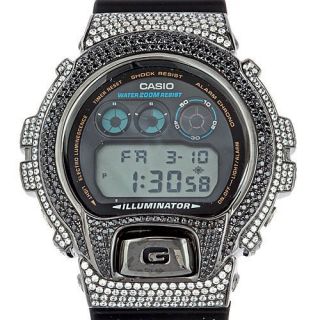 New Mens Casio Digital G Shock Watch with Sterling Silver Iced Out 