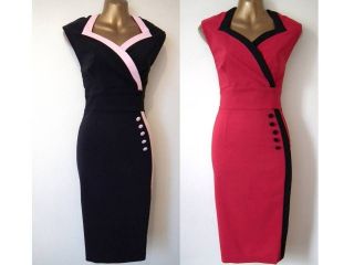 NEW HYBRID 40s 50s VTG BLACK RED CROSSOVER PENCIL WIGGLE PARTY DRESS 8 