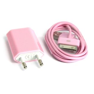   EU Plug Wall Charger Adapter+ 3FT Long USB Data Cable For iPhone 4 4S