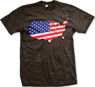 USA Flag Map Mens T shirt United States America Country Pride 