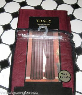 40X84 TRACY Sheers Panels Curtains SOLID BURGUNDY