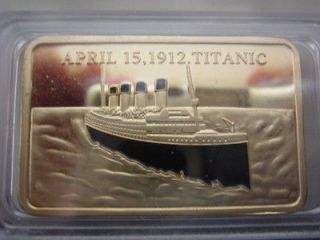 1912 RMS TITANIC 1oz Bar of 24Kt Gold Ingot History 100th Anniversary 