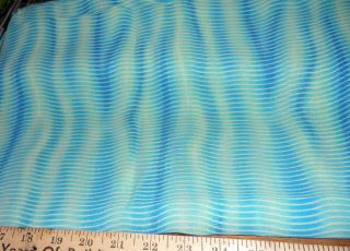   42 W silky polyester chiffon aqua turquoise ivory blue waves abstract