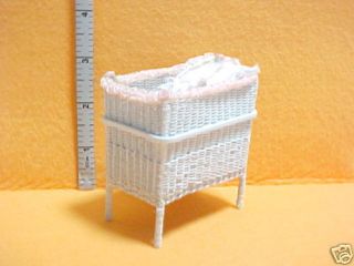 Wicker Bassinet   Artisan Made   Dollhouse Miniature