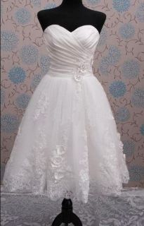 Tea length bridal gown beach wedding dress short summer bridesmaid 