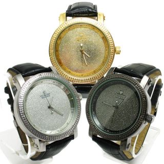 Silver Black or Gold Genuine Diamond Master Mens Watch