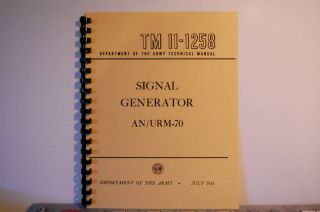 Army Manual AN/URM 70 VHF Signal Generator TM 11 1258