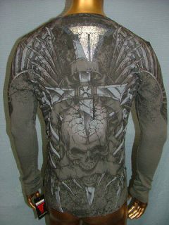 THROWDOWN by AFFLICTION Charcoal HERCULES Fight BIKER UFC THERMAL T 