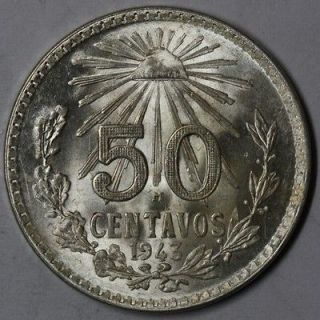 1943 SILVER 50 centavos Mexico big old silver coin