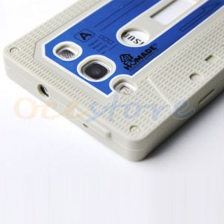 White Cassette Tape Silicone Rubber Case for Samsung Galaxy S3 S III 3 