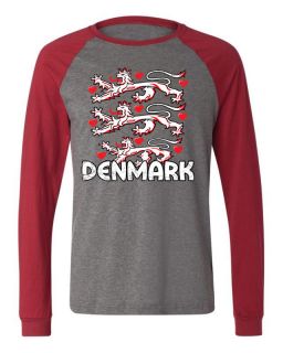 Denmark Coat Of Arms Crest Mens Long Sleeves Baseball Shirt Olympics 