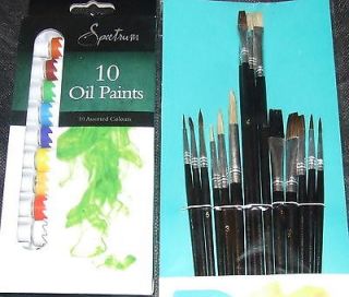 Newly listed ARTIST 10 OIL COLOUR PAINTS AND 15 PAINT BRUSH SET