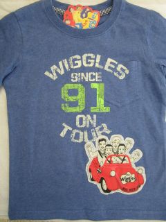 THE WIGGLES Big Red Car Licensed boy t tee shirt top blue marle BNWT 