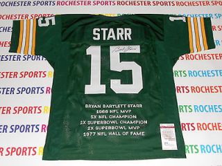 BART STARR autographed signed PACKERS green STAT Jersey JSA#w315608