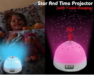   LED Star Night Light Magic Projection Projector Alarm Table Clock