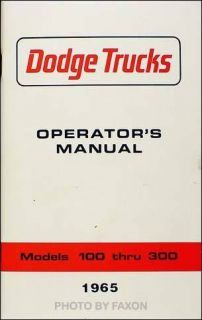 1965 Dodge Truck Owner Manual Pickup Van Power Wagon 65