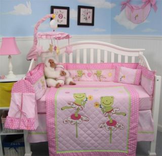 Twin Froggies Tale Baby Crib Nursery Bedding 13 pcs Set With Diaper 