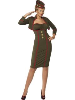 Womens Army Girl Officer Military Fancy Dress Costume M