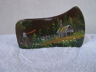 Axe Head Handpainted by Janice Palmer, Log Cabin and the Chopping 