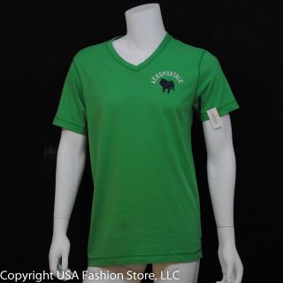 Aeropostale Men Short Sleeve T Shirt   Aero Bulldog V neck Green NWT