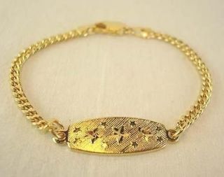 18KT Gold Overlay Cuban Link Star Baby Bracelet  5 1/2   Lifetime 