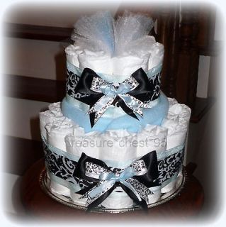 Tiffany Inspired Baby Shower Diaper Cake Centerpiece Decoration Blue 