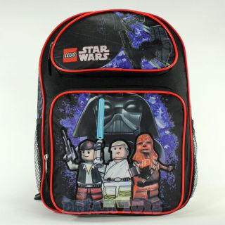 LEGO Star Wars Black 16 Large Backpack   Chubaka Luke Darth Vader 