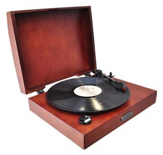 Pyle Vintage Mahogany PVNTT1R Phonograph Turntable W/ USB AUX Input