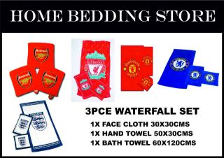   Football Clubs / Teams 3 Piece Towel Set Man Utd, Arsenal, Liverpool
