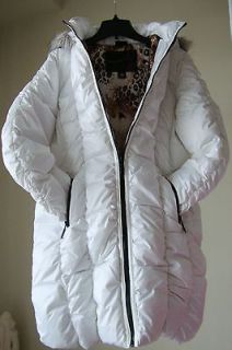 BABY PHAT Size L White with Fur Trim Hood Long Puffer COAT JACKET NWT 