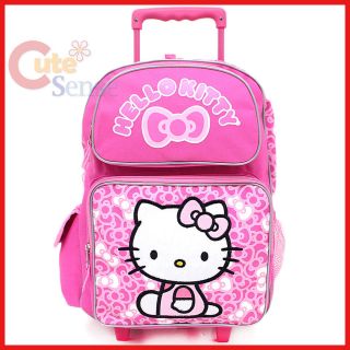   Hello Kitty with Teddy 16 Large Roller Backpack   Rolling Girls Bag