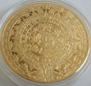 ONE) 1 TROY OUNCE OZ MINT 24k 999 FINE GOLD CLAD COIN MAYAN PROPHECY 