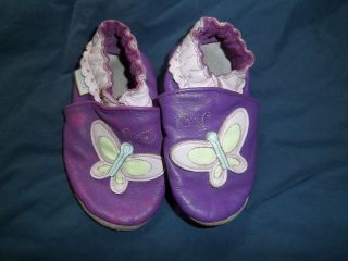Sz 12 18 Months ROBEEZ PURPLE LEATHER BUTTERFLY SHOES