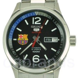 Seiko 5 Sport FC Barcelona Black Dial Automatic WR100M Watch SRP301 