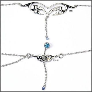   Tribal Front & Back Belly Chain + 1 Blue C.Z. Belly Ring 14g 3/8