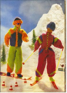 Retro Sindy Barbie Ken Action Man Skiing Outfit TO KNIT