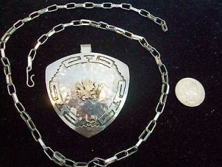 Large Signed Industria Peruana Sterling 925 18K pendant 24 necklace 