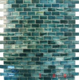     Blue Recycle Glass Mosaic Tile backsplash Kitchen wall sink bath